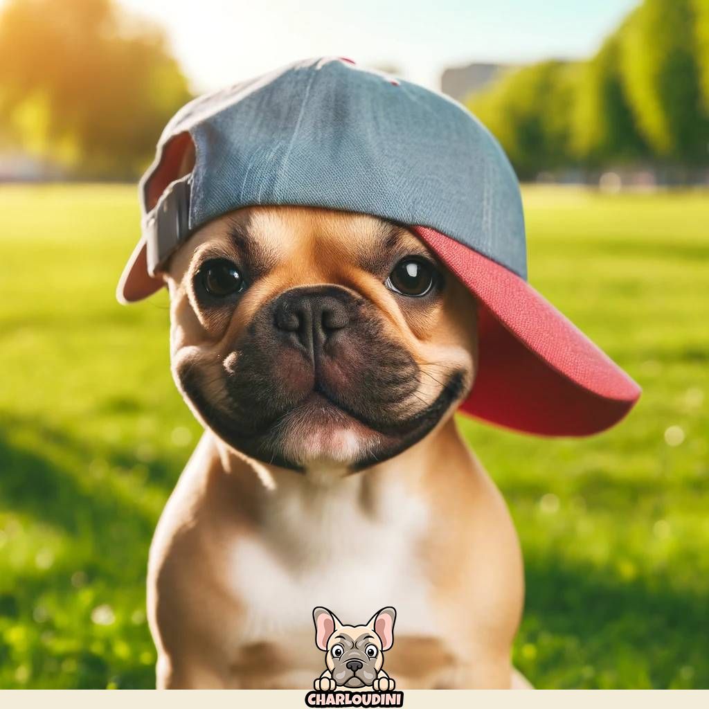 bouledogue francais fauve casquette sur le cote